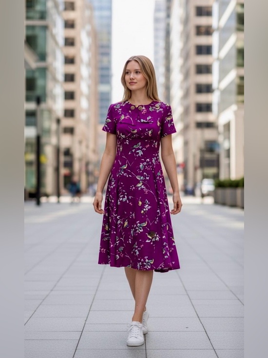 Hell Bunny Dresses & Skirts - Hell Bunny Aubergine Birdy Dress Size Small
